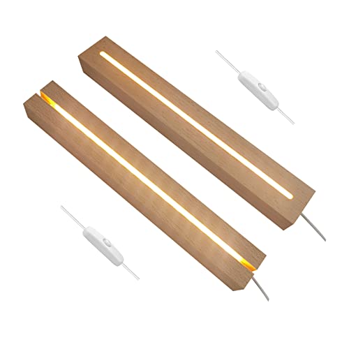 CDIYTOOL LED-Lichter, 2 Stück 300 mm Holz beleuchtet, USB-LED-Lampe Nachtlichtständer Desktop-Display, Sockelhalter dekoratives für DIY Acrylplatte, warmweiß beleuchtet von CDIYTOOL