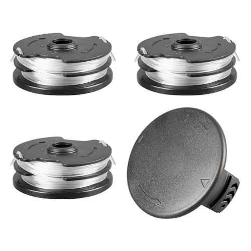CDIYTOOL Rasentrimmer-Ersatzspule, kompatibel mit Parkside LIDL PRTA 20-Li C3 A1B2 PRT 550 A1 A3 PRT 300 A1, 1,6 mm Trimmer-Ersatzspule mit TLP-01-1 Abdeckung (3 Spulen + 1 Abdeckung) von CDIYTOOL
