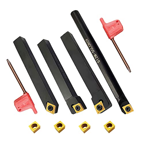 Drehmaschinen-Drehwerkzeughalter Bit-Set S12M-SCLCR09 SCLCR1212H09 SCLCL1212H09 SCMCN1212H09 mit 4 indizierbaren Hartmetalldreheinsätzen CCMT32.51/CCMT09T304 + 2 Schraubenschlüssel Drehmaschinen-Drehwerkzeughalter Bit-Set S12M-SCLCR09 SCLCR1212H09 SCLCL1212H09 SCMCN1212H09 mit 4 indizierbaren Hartmetalldreheinsätzen CCMT32.51/CCMT09T304 + 2 Schraubenschlüssel von CDIYTOOL