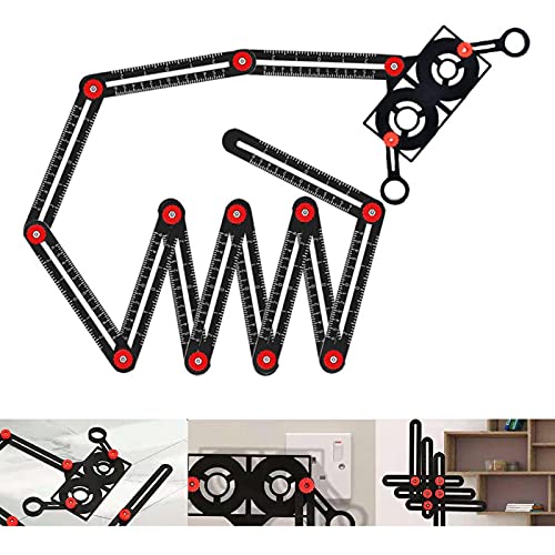 Mehrwinkel-Messlineal, präzises Aluminiumlegierungswinkel-Lineal, Metallschablone, Layout-Werkzeug mit Keramikfliesenlocher (12-seitiges) von CDIYTOOL