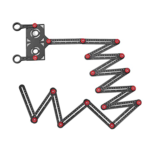 Multi-Winkel-Messlineal, 16 Abschnitte, Keramikfliesen-Öffnungslokator, Winkelmesswerkzeug aus Aluminiumlegierung mit Lochsuchgerät von CDIYTOOL