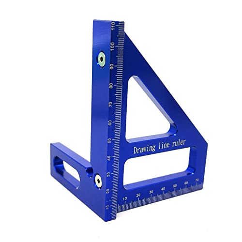 CDIYTOOL Aluminiumlegierung, Sattel-Layout, quadratisch, 45/90 Grad Winkel, T-Lineal, 3D-Gehrungswinkel, Holzbearbeitungs-Messwerkzeuge für Tischler (blau) von CDIYTOOL