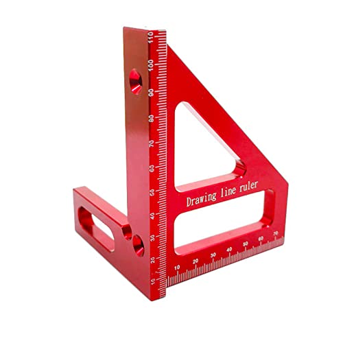 Aluminiumlegierung, Sattel-Layout, quadratisch, 45/90 Grad Winkel, T-Lineal, 3D-Gehrungswinkel, Holzbearbeitungs-Messwerkzeuge für Tischler (rot) von CDIYTOOL