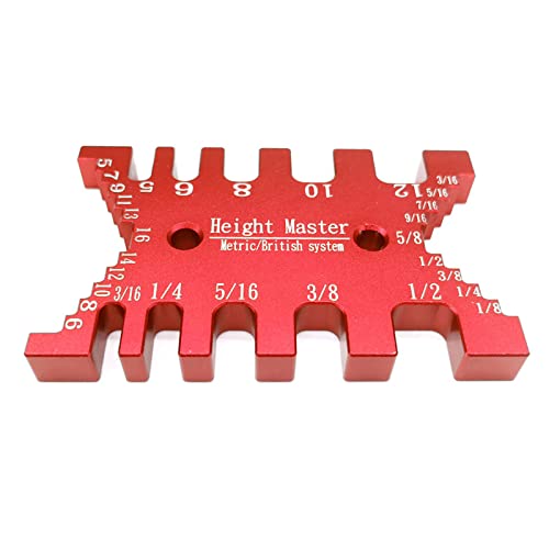 Stufen-Tiefenmesser, Tiefenhöhensäge-Messgerät, hochpräziser Zapfenschieber, metrisch für Fräs- und Tischsäge, Aluminiumlegierung, Klarheit, Tiefenmesser, tragbares Oberfräsen-Werkzeug (rot) von CDIYTOOL