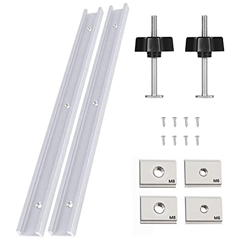 2 Stück T-Schienenklemmen aus Aluminiumlegierung mit 10 selbstschneidenden Schrauben, 2 Stück M8-Kunststoffgriff, M8/M6 T-Schienen-Gleitmutter, T-Nut-Mutter, Holzbearbeitungswerkzeug 2 Stück T-Schienenklemmen aus Aluminiumlegierung mit 10 selbstschneidenden Schrauben, 2 Stück M8-Kunststoffgriff, M8/M6 T-Schienen-Gleitmutter, T-Nut-Mutter, Holzbearbeitungswerkzeug von CDIYTOOL