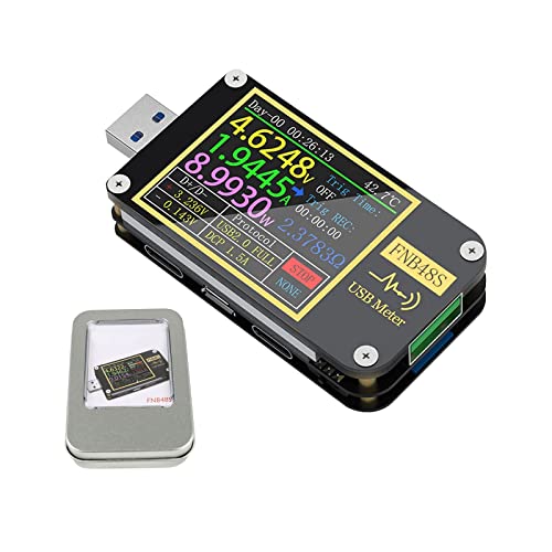 USB Tester USB Spannungsmesser, FNB48 PD Trigger Voltmeter USB 3.0 Spannungs- und Stromtester DC 4-24V 6.5A USB C Multimeter PPS Schnellladeprotokoll Kapazitätstester von CDIYTOOL