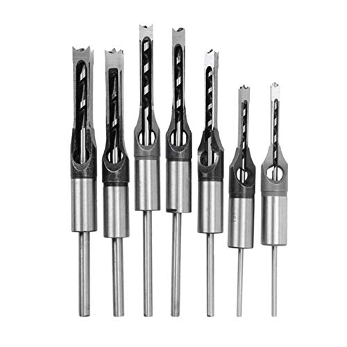 CDIYTOOL Vierkant-Lochbohrer-Sets, Holzbearbeitung Vierkantbohrer-Set, HSS-Holz-Stemmeißel-Senker DIY-Lochöffnung Bohrwerkzeuge, 6,4 mm/8 mm/9,5 mm/10 mm/12,7 mm/14 mm/16 mm von CDIYTOOL