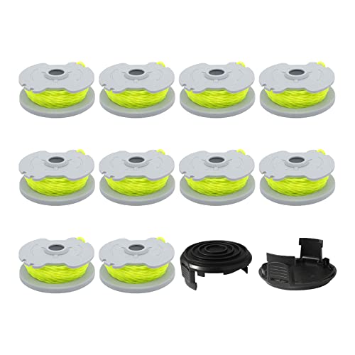 CDIYTOOL WA0014 Ersatzspulen für WA0014 WG168 WG184 WG190 WG191 Weed Eater String Edger Spulenfaden Nachfüllsets Auto-Feed 6,1 m 0,2 cm mit WA0037 Kappenabdeckungen (10 Spulen, 2 Kappen) von CDIYTOOL
