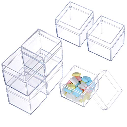 Aufbewahrungsboxen für Perlen, 12 Stück, kleine Kunststoff-Box mit Scharnierdeckel, 5,1 x 5,1 cm, quadratische transparente Behälter für Pillen, Kräuter, kleine Perlen von CDJX