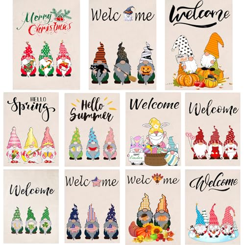 CDLong Gartenflaggen-Set, 11 vertikal, doppelseitig, 32,5 x 45,7 cm, rustikale Flagge für Innen- und Außenbereich, Urlaubsdekorationen CDLong Gartenflaggen-Set, 11 vertikal, doppelseitig, 32,5 x 45,7 cm, rustikale Flagge für Innen- und Außenbereich, Urlaubsdekorationen von CDLong