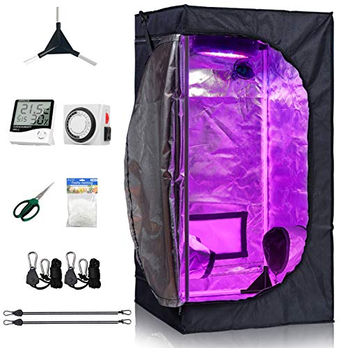 CDMALL Grow Tent Room Complete Kit Hydroponic Growing System 24''x24''x48'' Indoor Plants Growing Dark Room + Hydroponics Growing Setup Accessories (61 x 61 x 121 cm Kit) von CDMALL