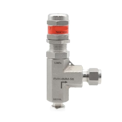 CDPDUGMN Kompression 1/8" 1/4" 3/8" 1/2" 3 6 8 10 12mm Kompression Union 316 Edelstahl Einstellbare Feder Überdruckventil 6000PSI(1l4 Inch) von CDPDUGMN