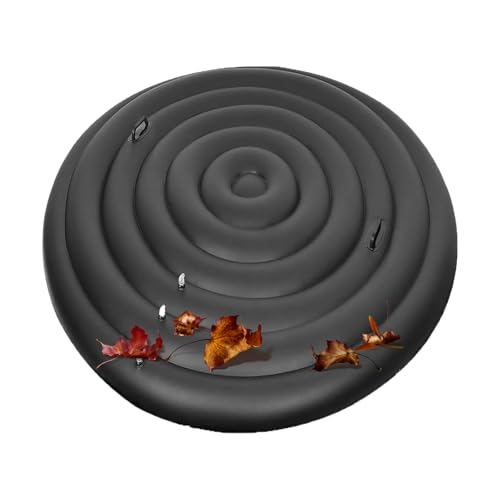 Aufblasbare Abdeckung Whirlpools Ø 128/158/180 cm 3 Größen Verstellbarer mit Zwei Griffen Deflationsventil Winddicht regendichtem schneebedeckter isolierter Whirlpools-Deckel (with Handle,Black) von CDPTD