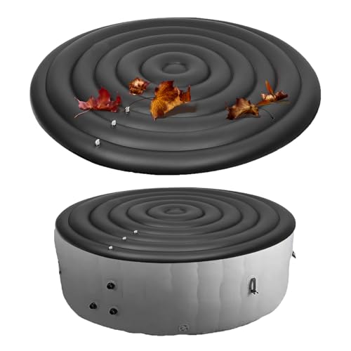 Aufblasbare Abdeckung für Whirlpools, Ø 128/158/180 cm 3 Größen Verstellbarer Thermoabdeckung für Whirlpools Schnelles und Einfaches Winddichter Regenfester Abdeckungsschutz (Without Handle,Black) von CDPTD