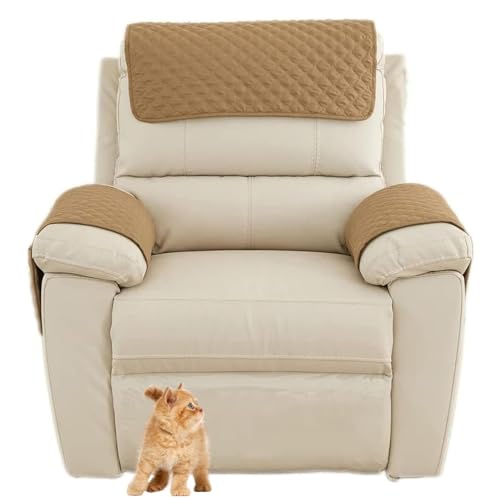 CDPTD Armlehnenschoner Sofa,Rutschfester, Armlehnenschoner，Sofa Armlehne Kopfstützenbezug für Sessel, Gesteppter Möbelschutz (TYP-3,1 Seat Recliner | 3 pc) von CDPTD