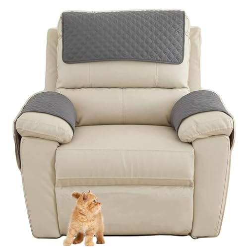 CDPTD Armlehnenschoner Sofa,Rutschfester, Armlehnenschoner，Sofa Armlehne Kopfstützenbezug für Sessel, Gesteppter Möbelschutz (TYP-7,3 Seat Recliner | 5 pc) von CDPTD
