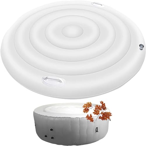 CDPTD Aufblasbare Whirlpool-Abdeckung - Aufblasbare Poolabdeckung - Faltbare Schutzregenüberlaufabdeckung für aufblasbare Whirlpools im Freien (Round 145cm with Handle) von CDPTD