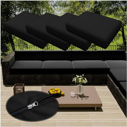 CDPTD Pack of 4 Wasserdichter Sofa,Sitzkissenbezug mit Reißverschluss,Stuhlsitz,Abnehmbarer Bezug, Bezug für drinnen und draußen, Terrasse, Rattanmöbel (TYP-1,60 * 55cm) von CDPTD