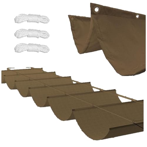 Einziehbar Welle Sonnensegel Verstellbar Aufrollbar Schattenabdeckung mit Ösen und Kordel Sonnenschutz Wasserdicht UV-beständig Outdoor Pergola Markise für Garten Terrasse Sand (1.2x5.5M,Brown) von CDPTD