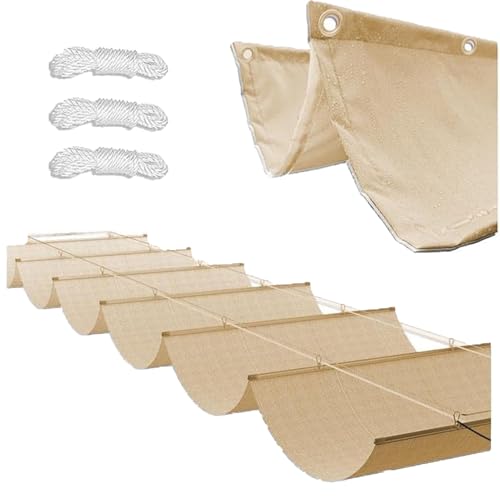 Einziehbar Welle Sonnensegel Verstellbar Aufrollbar Schattenabdeckung mit Ösen und Kordel Sonnenschutz Wasserdicht UV-beständig Outdoor Pergola Markise für Garten Terrasse Sand (1x2.5M,Khaki) von CDPTD