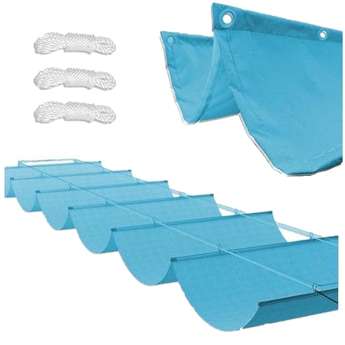 Einziehbar Welle Sonnensegel Verstellbar Aufrollbar Schattenabdeckung mit Ösen und Kordel Sonnenschutz Wasserdicht UV-beständig Outdoor Pergola Markise für Garten Terrasse Sand (1x2.5M,Sky Blue) von CDPTD