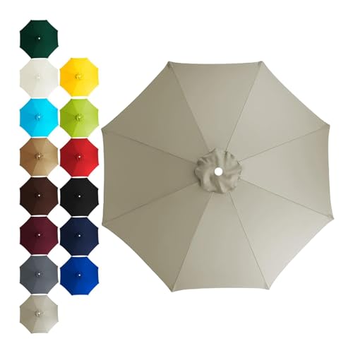 Sonnenschirm Ersatzbezug 2m 2.3m 2.5m 2.7 m 3m 6/8 Rippen,UV 50+ Patio Umbrella Cloth Cover Stoff Ersetzen Für Garten Terrasse Strand Pool Markt Tisc Ampelschirm (2.7m / 6 Rippen,TYP-14) von CDPTD