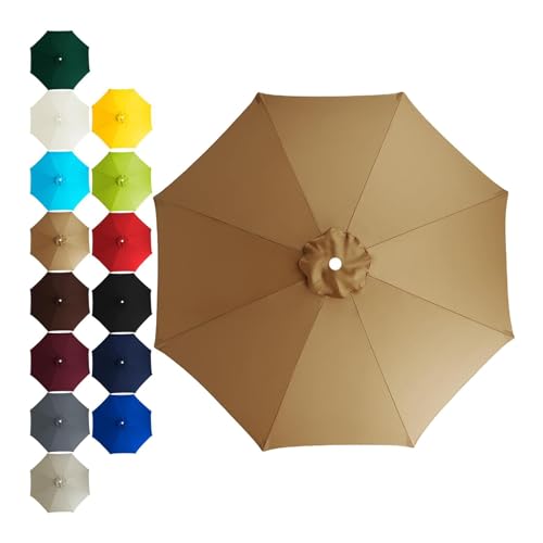 Sonnenschirm Ersatzbezug 2m 2.3m 2.5m 2.7 m 3m 6/8 Rippen,UV 50+ Patio Umbrella Cloth Cover Stoff Ersetzen Für Garten Terrasse Strand Pool Markt Tisc Ampelschirm (2.7m / 8 Rippen,TYP-5) von CDPTD