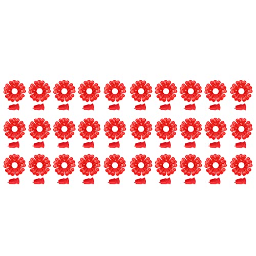 30 Stück Ersatzblumen für Kolibri-Futterspender aus Kunststoff – 3,1 cm Kolibri-Futterspender-Teile, Innovative Blumendesigns – Hängende Futterspender für den Außenbereich (Rot) von CDQL