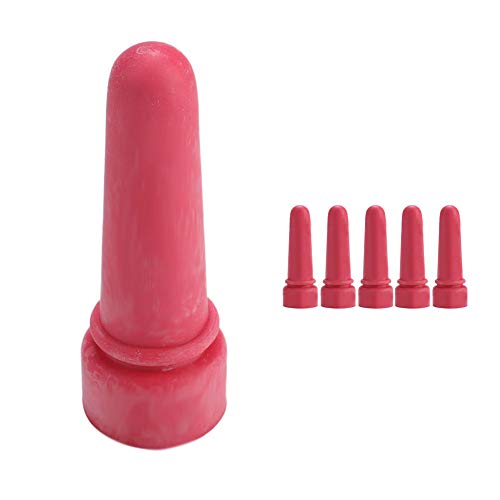 5 Stück Kälbermilch-Trinksauger, 6,9 cm Roter Kalbsmilch-Sauger aus Gummi, Kleintier-Stillflasche, Kälbersauger Zum Füttern Neugeborener Kühe, Futterzubehör für Nutztiere von CDQL