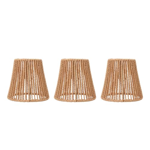 CDQL 3 Stück Kleine Lampenschirme Ersatz Gewebter Lampenschirm, Boho Lampenschirme Ersatz, Rattan Lampenschirm für Stehlampen, Pendelleuchte, Kronleuchter von CDQL