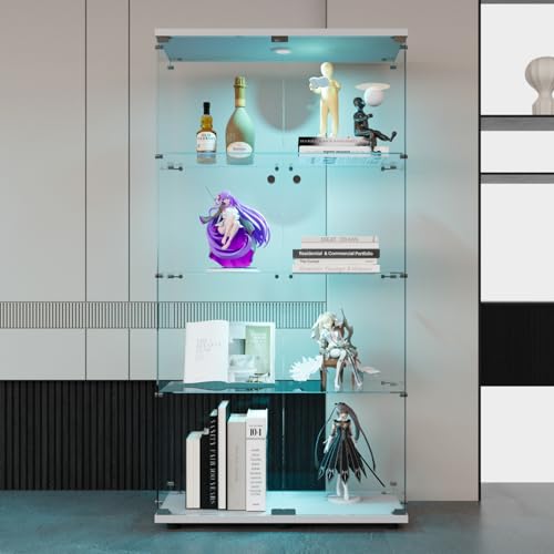 CDQL Glasvitrine Standvitrine in Weiß mit LED,164 x 80.5 x 36.5 cm, Schrank für Sammlung mit 2 Türen 4 Regalen transparent Möbel Vitrine Glas Vitrine Figur Glasvitrine Wohnzimmer Bar, Weiß CDQL Glasvitrine Standvitrine in Weiß mit LED,164 x 80.5 x 36.5 cm, Schrank für Sammlung mit 2 Türen 4 Regalen transparent Möbel Vitrine Glas Vitrine Figur Glasvitrine Wohnzimmer Bar, Weiß von CDQL