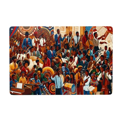 Vibrant Jazz Orchestra Wanddekoration – Feier des schwarzen Musikerbes Metall-Blechschild – dynamische Heimdekoration für Musikliebhaber – perfekt für Wohnzimmer, Musikstudio oder kulturelle Räume, 14 von CDSASHCA