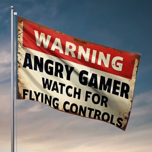 Beer Decor Angry Gamer: Be Aware Of Flying Controls Flaggen, Flaggen für Ihr Zimmer, Gamer-Zubehör (152 x 244 cm) von CDSS
