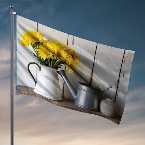 Bier-Dekoration, Vintage-Gartendekoration mit gelben Blumen, Flagge, Wohnheim, Wanddekoration für College-Mädchen, Balkondekoration (30 x 45 cm) von CDSS