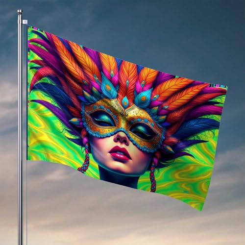 Bunte gefiederte Flaggen für Herren: Eine lebendige Kunstwerk-Flagge, Raumsachen, Wohnheim-Flaggen für Jungs (120 x 180 cm) von CDSS