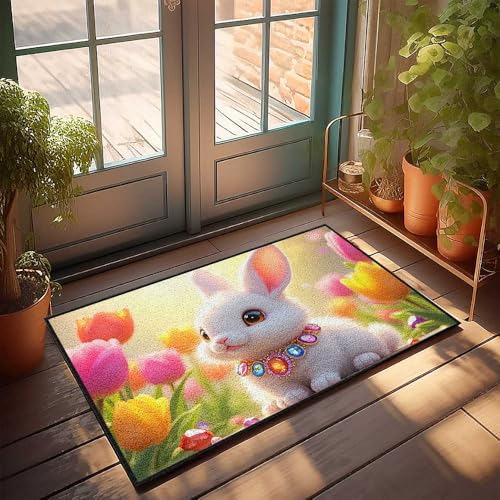 CDSS Farmhouse Fußmatten für den Außenbereich, bezaubernder Hase in einem Garten mit Blumen, Fußmatte, Herbsttürteppich, Veranda-Teppich, Outdoor-Teppich, 65 x 90 cm CDSS Farmhouse Fußmatten für den Außenbereich, bezaubernder Hase in einem Garten mit Blumen, Fußmatte, Herbsttürteppich, Veranda-Teppich, Outdoor-Teppich, 65 x 90 cm von CDSS