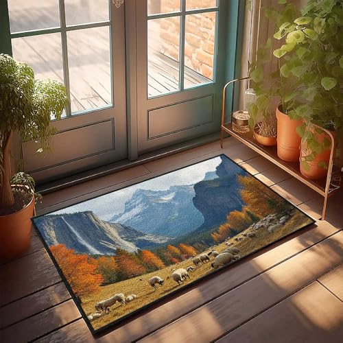CDSS Fußmatte für den Außenbereich, Motiv: Schafe, die im Tal des Herbstes grasen, für den Außenbereich, 40 x 60 cm CDSS Fußmatte für den Außenbereich, Motiv: Schafe, die im Tal des Herbstes grasen, für den Außenbereich, 40 x 60 cm von CDSS