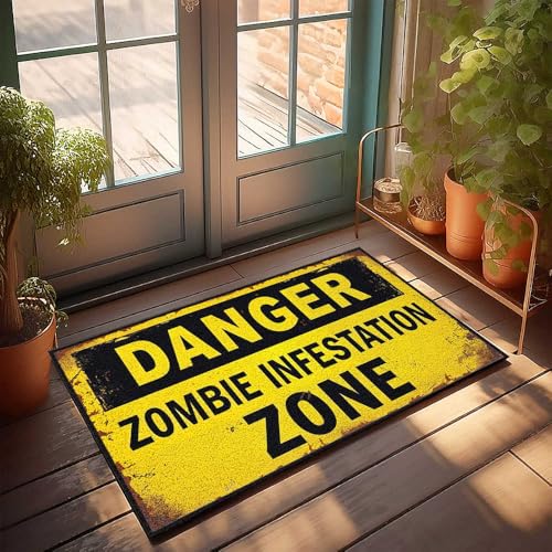 CDSS Fußmatte mit Aufschrift "Friends", Zombie-Befall, Warnschild, Fußmatte, Hausmatten, Outdoor, lustiger Frühlingsteppich (50 x 80 cm) von CDSS