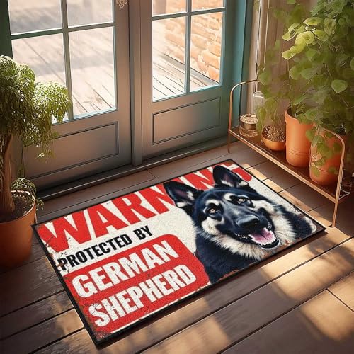 CDSS Herbstmatten für den Außenbereich, deutscher Schäferhund, Warnschild, Fußmatte, für Haustür, lustige Terrassendekoration (40 x 60 cm) von CDSS
