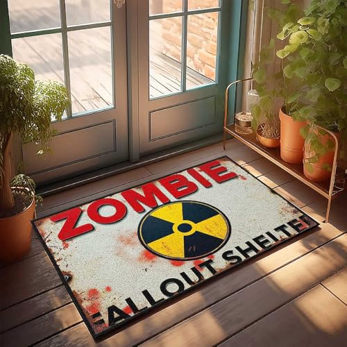 CDSS Interessante Fußmatte Zombie Fallout Shelter Warnschild Fußmatte Haustürmatte lustige Fußmatte (40 x 60 cm) von CDSS