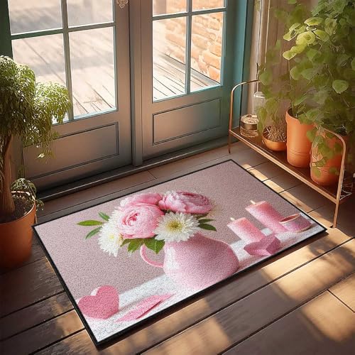 CDSS Lustige Fußmatte für den Eingangsbereich, romantisches rosa Blumenarrangement mit Kerzen, Fußmatte, personalisierbar, 65 x 90 cm CDSS Lustige Fußmatte für den Eingangsbereich, romantisches rosa Blumenarrangement mit Kerzen, Fußmatte, personalisierbar, 65 x 90 cm von CDSS