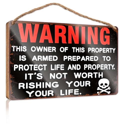 CDSS Türschild für Zuhause, bewaffneter Eigentümer, Warnschild, Holzschild, Jugendzimmer, Dekoration, Veranda, Dekorationen für den Außenbereich (23 x 35 cm) von CDSS