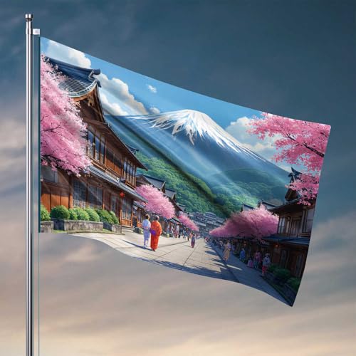 Cave Man Bar Sakura Blossoms And Traditional Japanese Street Flag Pool Stuff Garden Flags Spring And Summer (60X90CM) von CDSS