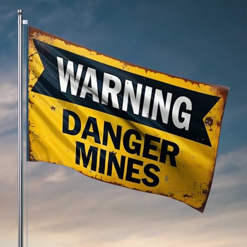 Cave Man Bar Warnung: Danger Mines Ahead Flagge Pool Stuff Gartenflaggen Frühling und Sommer (60 x 90 cm) von CDSS