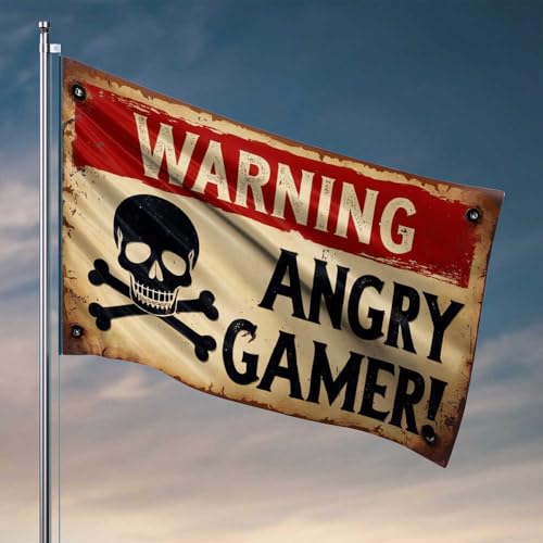 College-Zimmer-Dekoration für Jungs, Angry Gamer: Die Warnschild-Flagge für Zimmer, Mädchen, Gartenflagge, Zubehör (152 x 244 cm) von CDSS