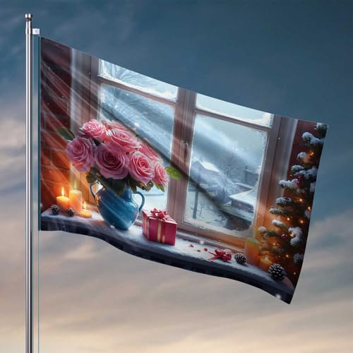 Coole Flaggen Zimmer Jungs Winter Wonderland: Eine gemütliche Weihnachtsszene, Gartenflagge, Ständer, lustige Badezimmer-Dekoration (30 x 45 cm) von CDSS