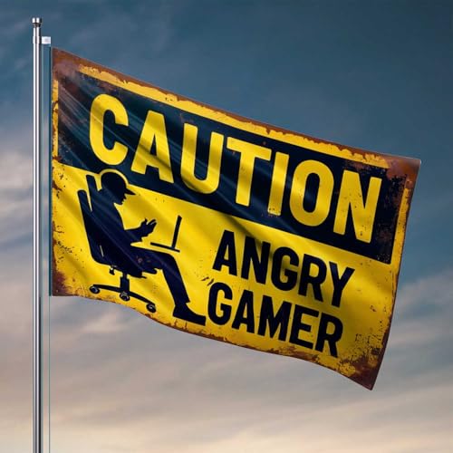 Coole Flaggen für Männerhöhle Vorsicht: Wütender Gamer in Aktion! Flaggenflaggen für Zimmer, Mädchen, cooles Raumzubehör für Tee (60 x 90 cm) von CDSS