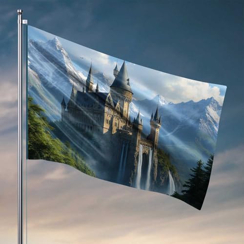 Coole Flaggen für Schlafsaal, Fantasie-Schloss in den Bergen, Gym-Flagge, für Herren, Cabe-Dekoration (60 x 90 cm) von CDSS