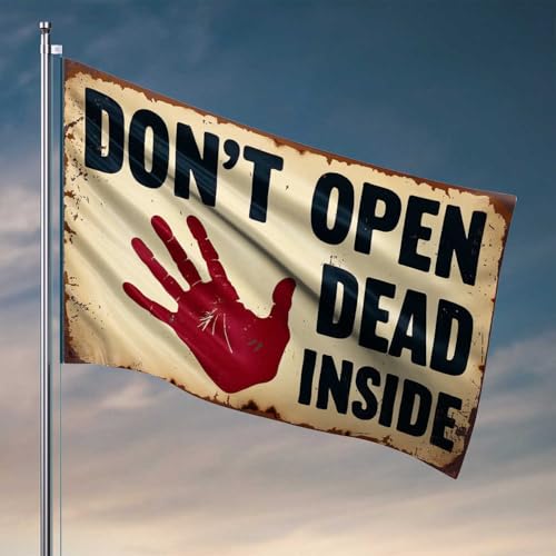 Coole Flaggen für Studentenwohnheim "Dead Inside": Ein Warnschild, Flagge für Teenager, Outdoor, Bar, Zubehör, Dekoration (60 x 90 cm) von CDSS