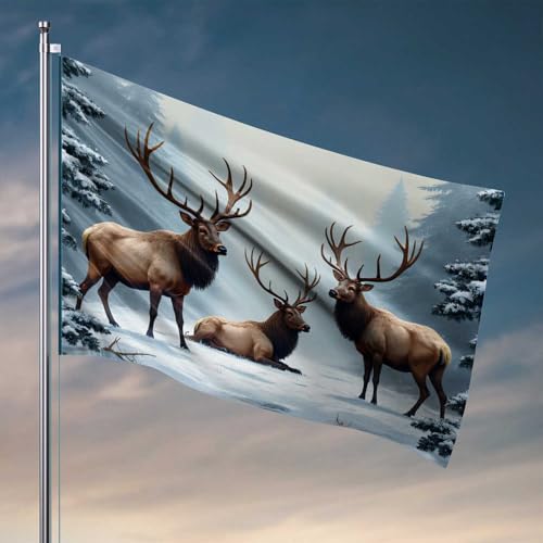 Country Boy Flaggen, drei majestätische Elche im Winter, Waldflagge, Teenager, Jungen, Raumdekoration, lustige Flaggen (30 x 45 cm) von CDSS